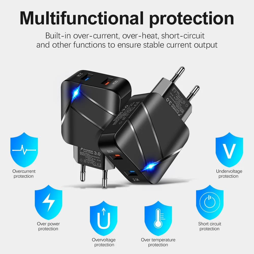 USB Charger PD Charger for Iphone 15 14 13 12 11 Xs Max Fast Charger PD3.0 QC3.0 Phone Charger Type C Tablets Charger