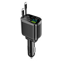 5-in-1 Car Charger with Retractable Cable – PD Fast Charging for iPhone & USB-C