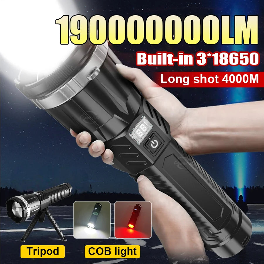 Super Bright Rechargeable LED Flashlight – COB Lantern for Camping & Outdoors